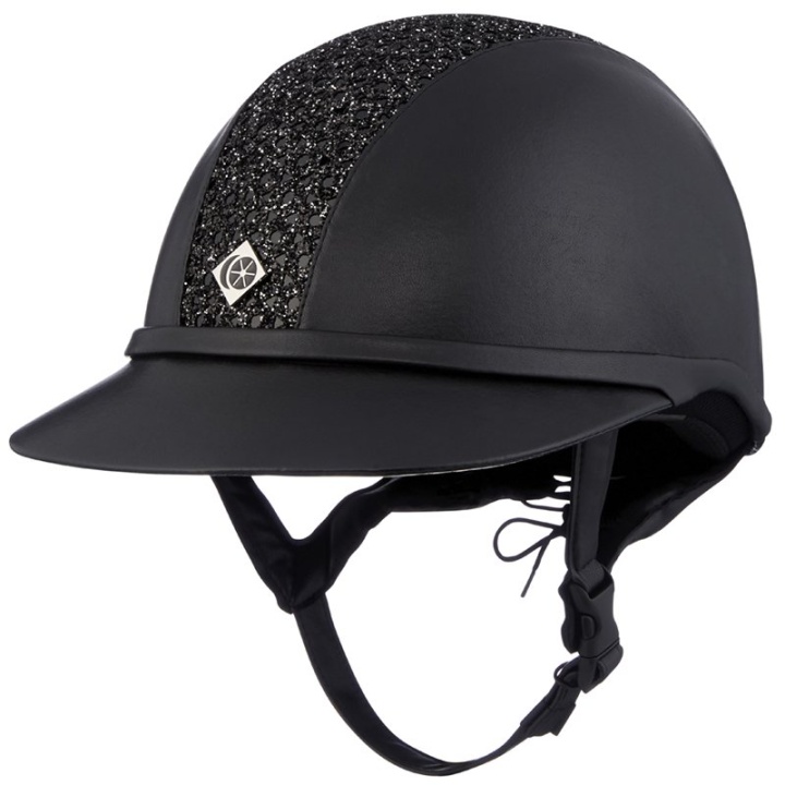 Kask jeździeckie SP8 Sparkly Plus Skórzany Czarny/Czarny błysk w grupie Sprzęt jeździecki / Kaski jeździeckie / Szerokie kaski jeździeckie przy Equinest (0209013226054_S_r)