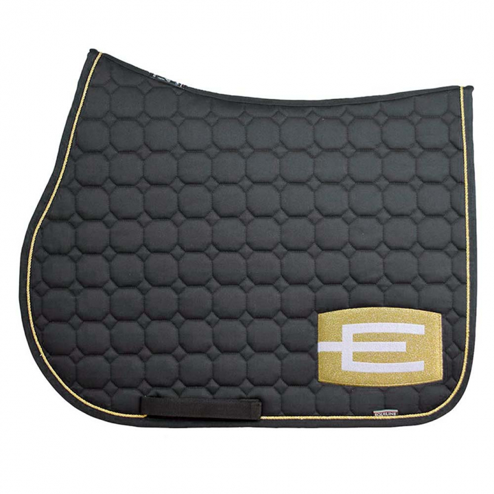 Czaprak E-logo Czarny Złoty/Biały w grupie Akcesoria dla koni / Czaprak / Czaprak z logo E przy Equinest (0720911Sv-GuViGu_r)