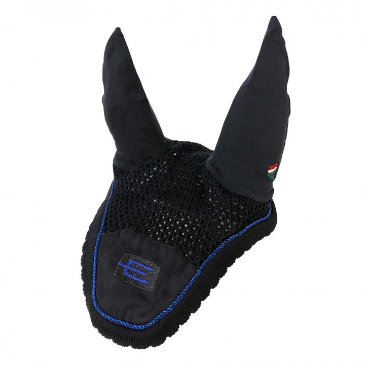 Nauszniki dla konia E-logo Czarny Czarny/Niebieski w grupie Akcesoria dla koni / Nauszniki dla konia przy Equinest (0726955Sv-SvBlBl_r)