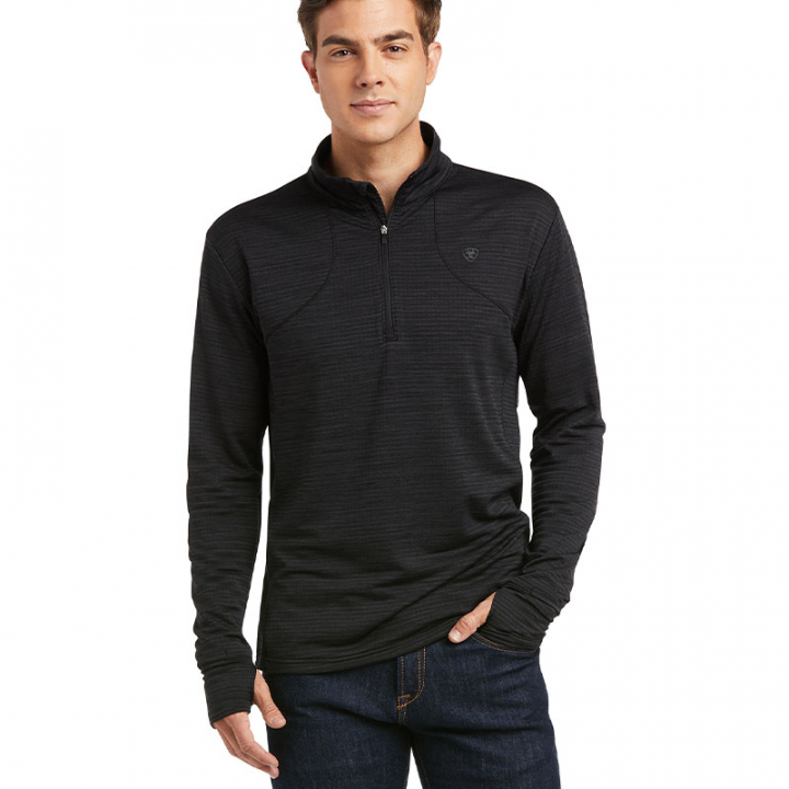 Sweter męski Gridwork 1/4-Zip Czarny w grupie Odzież jeździecka / Swetry i Bluzy przy Equinest (10037255Sv_r)