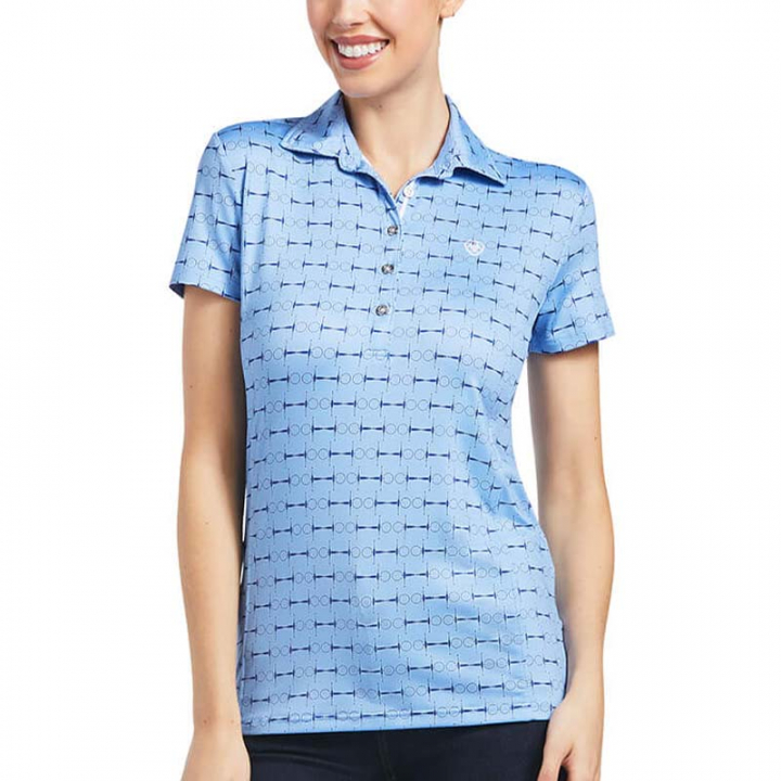 Polo Motyw Full Cheek Print Niebieski w grupie Odzież jeździecka / Piki przy Equinest (10039539Bl_r)