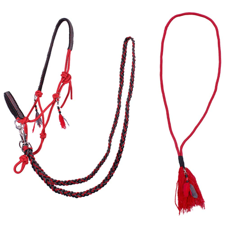 Halter z liną z wodzami Combi Liberty Czerwony w grupie Akcesoria dla koni / Nagliniki / Kantary sznurkowe przy Equinest (1096RO1RE_r)