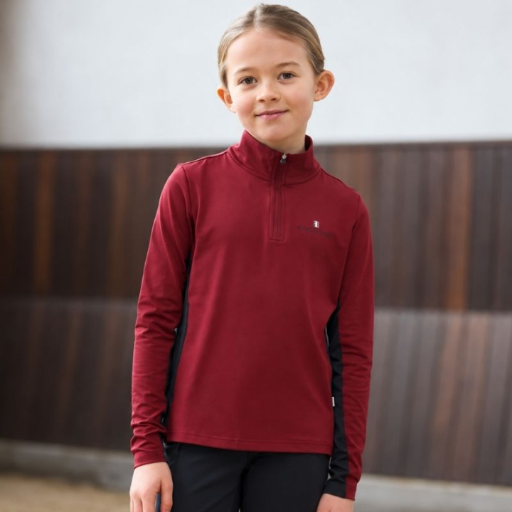Bluzka jeździecka Dzieci/Junior Classic Training Shirt Bordowa w grupie Odzież jeździecka / Swetry i Bluzy przy Equinest (3147760301037WN_r)