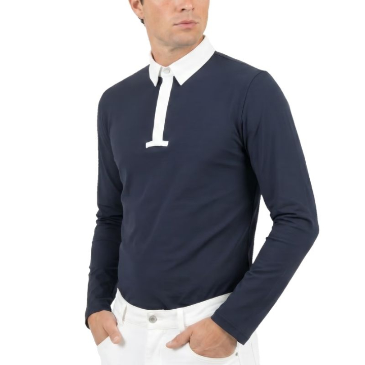 Męska koszula konkursowa Classic Long Sleeve Granatowa w grupie Odzież jeździecka / Bluzki i koszulki / Koszulki konkursowe przy Equinest (320260344NA_r)