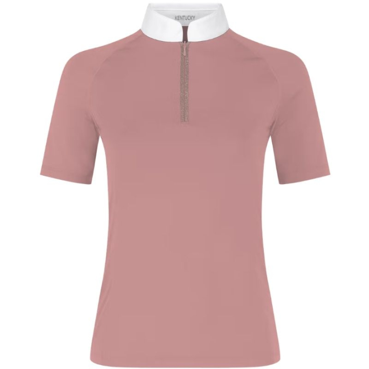 Top konkursowy Classic Glitter Zipper Short Sleeve Stary róż w grupie Odzież jeździecka / Bluzki i koszulki / Koszulki konkursowe przy Equinest (320281036OPI_r)