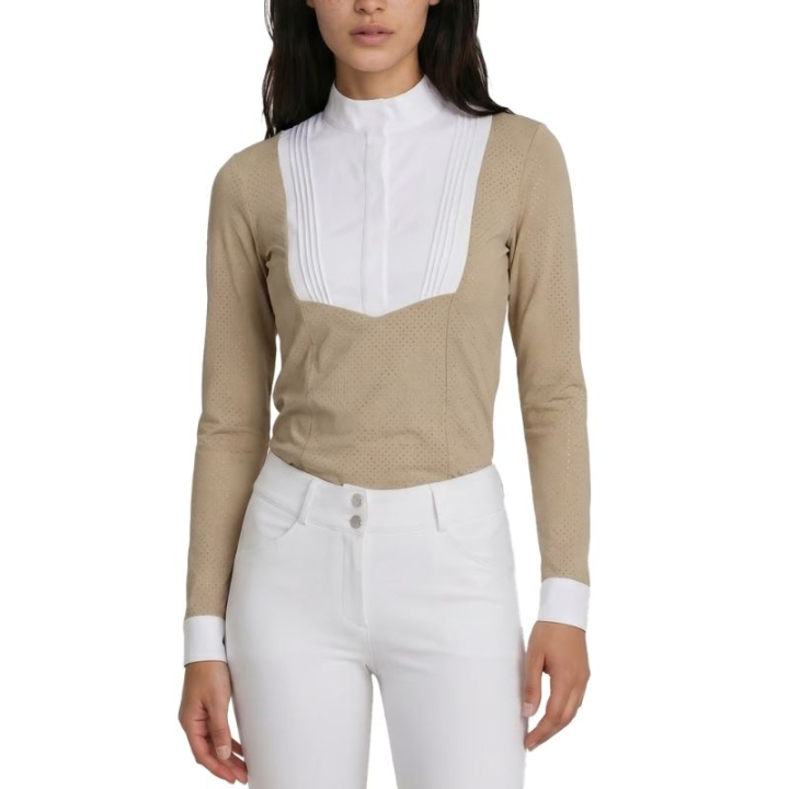Top konkursowy Heritage Air Long Sleeve Beżowy w grupie Odzież jeździecka / Bluzki i koszulki / Koszulki konkursowe przy Equinest (320303236BE_r)