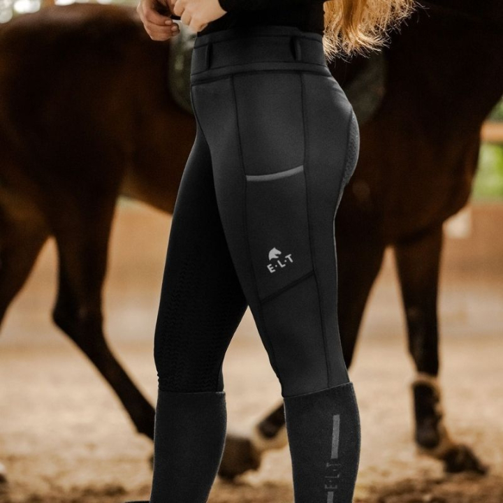 Zimowe legginsy jeździeckie Ella Full Grip Czarne w grupie Odzież jeździecka / Bryczesy / Legginsy jeździeckie przy Equinest (3242401DBA_r)