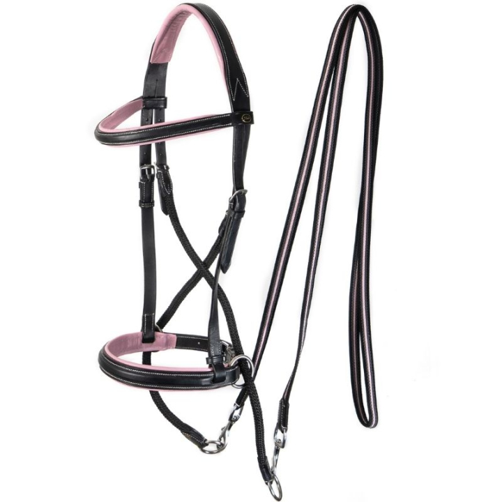 Ogłowie bezwędzidłowe Dietsji Cross-Under Czarno/Różowe w grupie Sprzęt dla konia / Ogłowia i naczółki / Hackamore i ogłowia bezwędzidłowe przy Equinest (3351221723BAPI_r)