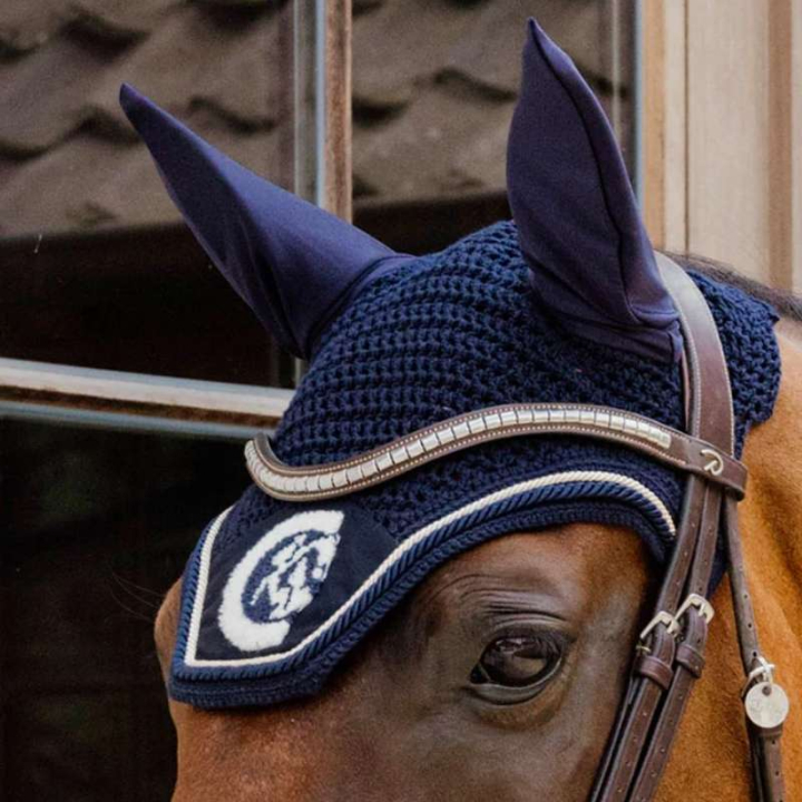 Nauszniki Wellington 3D Logo Rope Granatowe Blue w grupie Sprzęt dla konia / Nauszniki przy Equinest (4266903FNA_r)