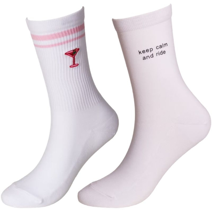 Skarpetki Keep Calm 2-pack Białe w grupie Odzież jeździecka / Skarpetki przy Equinest (4275602KEEPCWH_r)