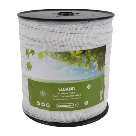 Taśma elektryczna 40mm Biała 200m w grupie Stajnia i padok / Ogrodzenia / Linki i taśmy do ogrodzeń elektrycznych przy Equinest (600834)