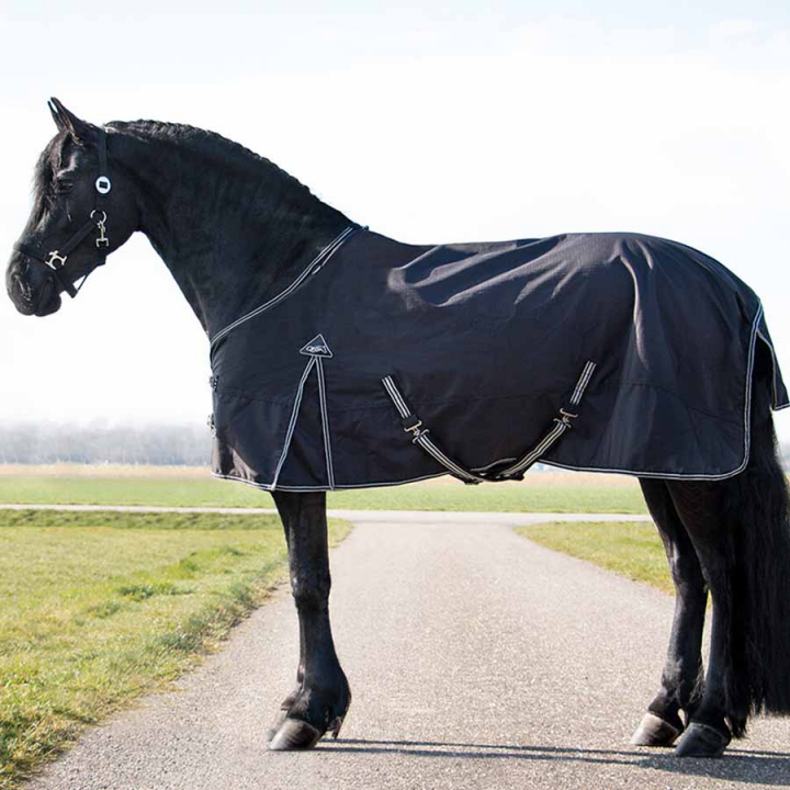 Derka przeciwdeszczowa Big Neck 600D 0g Czarna w grupie Derki dla koni / Derki padokowe / Derki przeciwdeszczowe przy Equinest (6124BA)