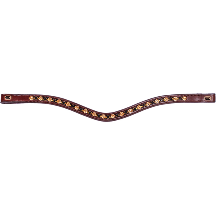 Naczółek E-Logo Złote/Czarne kryształy Brązowy/Mosiądz w grupie Sprzęt dla konia / Ogłowia i naczółki / Naczółki przy Equinest (6230056BRGO)