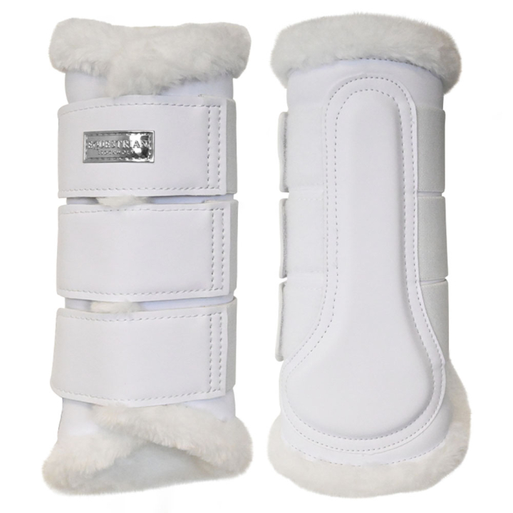 Ochraniacze treningowe ES Faux Fur White Silver w grupie Sprzęt dla konia / Ochrona nóg / Ochraniacze ujeżdżeniowe i treningowe przy Equinest (734020641827WHSI_r)
