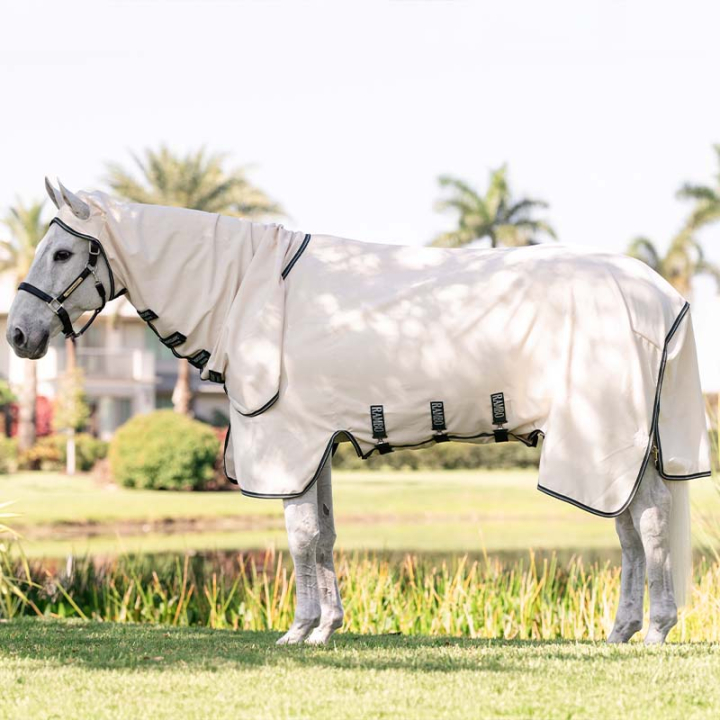 Derka przeciw owadom i świądowi Rambo Hoody XL Beżowo/Zielono/Srebrna w grupie Derki dla koni / Derki przeciw owadom i Derki egzemowe przy Equinest (AFAPG0UHBEGNSI_r)