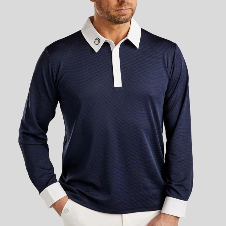 Koszula konkursowa męska MoWill Long Sleeve Granatowa w grupie Odzież jeździecka / Bluzki i koszulki / Koszulki konkursowe przy Equinest (CT34317LNA_r)