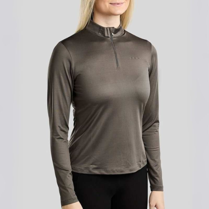 Top treningowy MoMegan Polo Long Sleeve Szary w grupie Odzież jeździecka / Swetry i Bluzy przy Equinest (PL26766LGR_r)