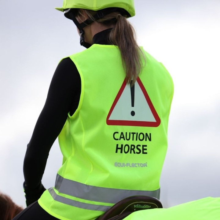 Kamizelka odblaskowa Caution Horse Żółta w grupie Sprzęt dla jeźdźca / Odblaski i refleksy przy Equinest (SH1057942XSYE_r)