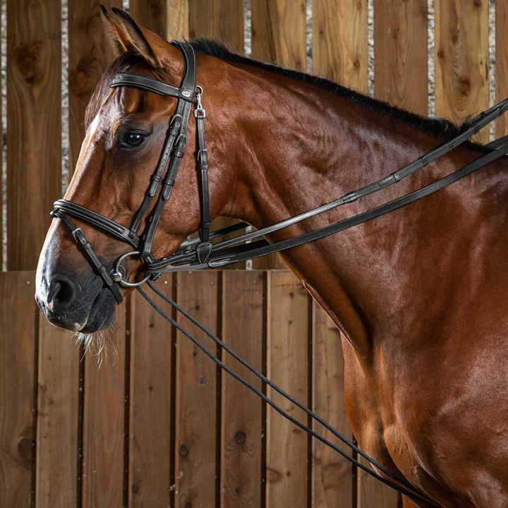 Czarna wodza linowo/skórzana WC Czarna w grupie Sprzęt dla konia / Wodze / Wypinacze i wodze pomocnicze przy Equinest (WO08BSv_r)