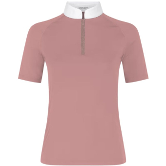 Top konkursowy Classic Glitter Zipper Short Sleeve Stary róż