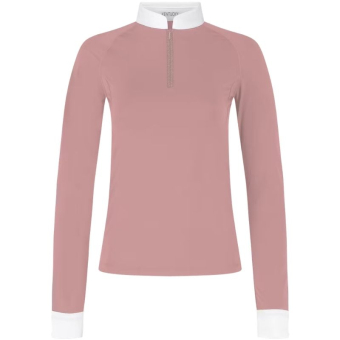 Top konkursowy Classic Glitter Zipper Long Sleeve Stary Róż