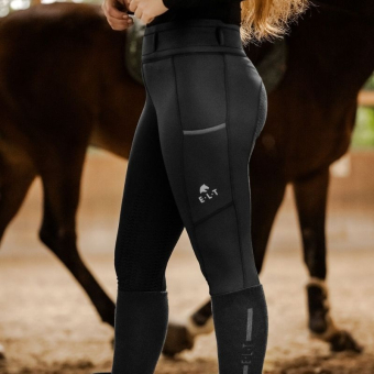 Zimowe legginsy jeździeckie Ella Full Grip Czarne
