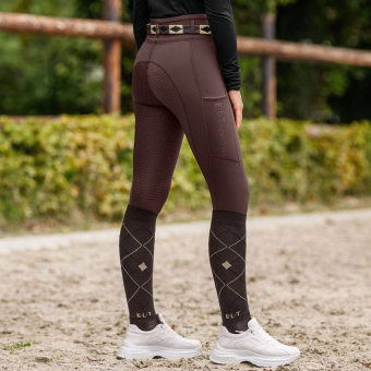 Legginsy jeździeckie Dzieci/Junior Ella Glam Full Grip Brązowe