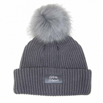 Czapka Beanie z Pomponem Szara