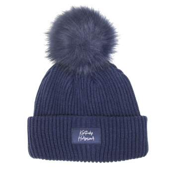 Czapka Beanie z Pomponem Granatowa