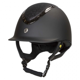 Kask jeździecki EQ3 Pardus z śrubą Smooth Top z brokatem czarny piaskowy