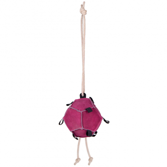 Zabawa dla konia Piłka Pętla z Zamszu Różowa