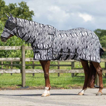 Derka przeciw owadom z kapturem i nausznikami Zebra Czarno/Biała