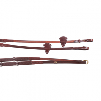 Gumowe Wędzidła E-logo z Zatrzymywaczami Brązowy/Mosiądz