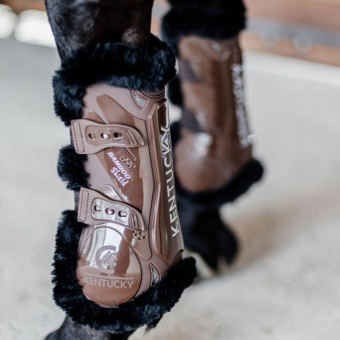 Ochraniacze skokowe przód Vegan Sheepskin Bamboo Elastic Brązowo/Czarne