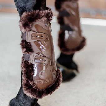 Ochraniacze skokowe przód Vegan Sheepskin Bamboo Elastic Brązowe