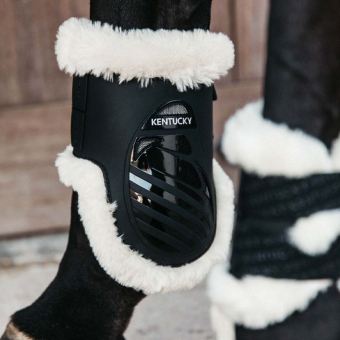 Ochraniacze skokowe tył Elastic Vegan Sheepskin Czarne
