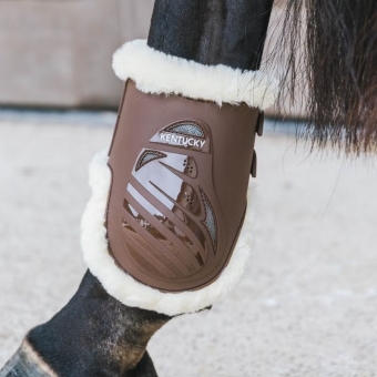 Ochraniacze skokowe tył Elastic Vegan Sheepskin Brązowe