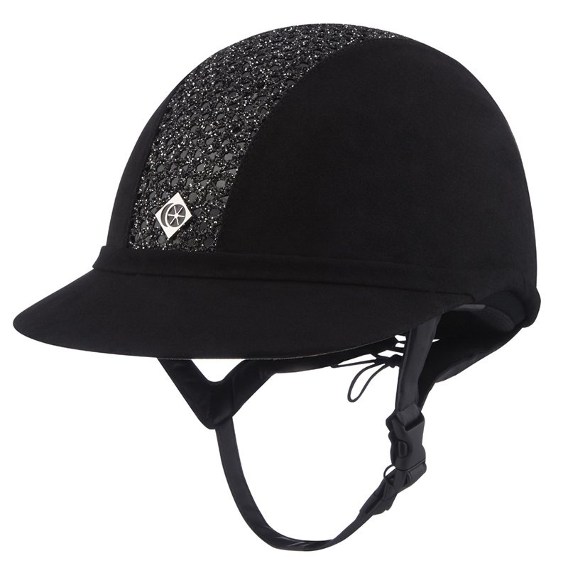 Kask jeździeckie SP8 Sparkly Plus Mikro-zamszowy Czarny/Czarny błysk