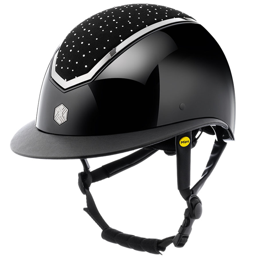 Kask jeździeckie MIPS Kylo Gloss Wide Peak Crystal Black/Chrome