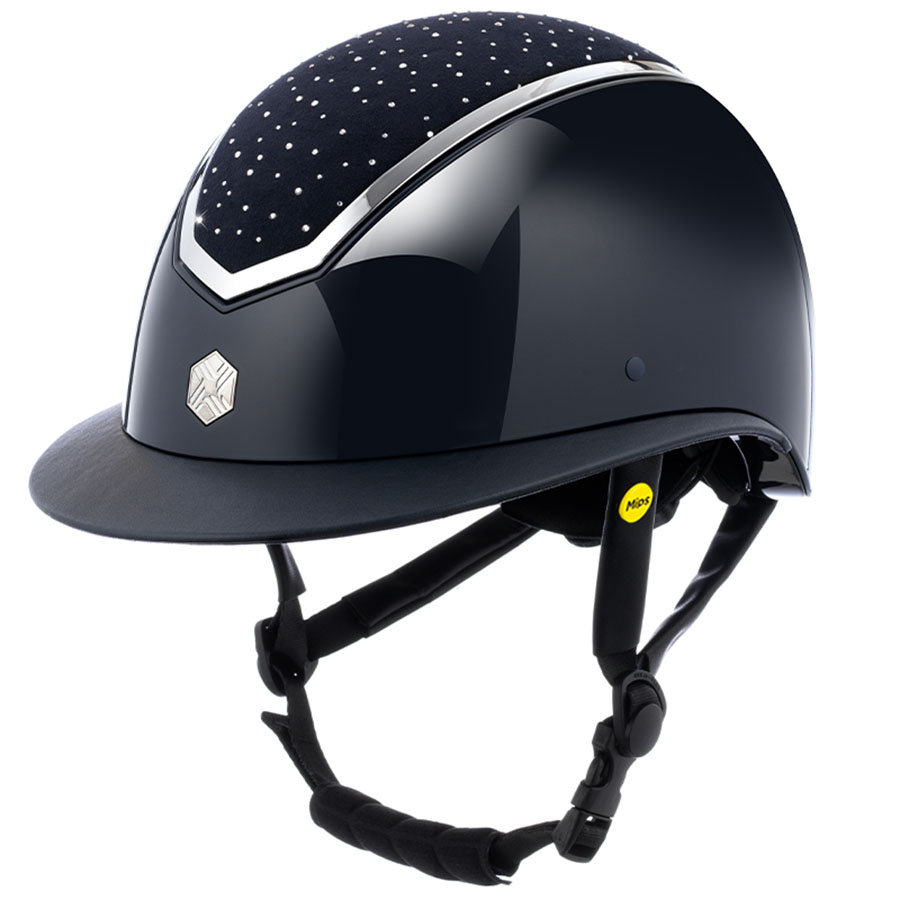 Kask jeździeckie MIPS Kylo Gloss Wide Peak Crystal Navy/Brown