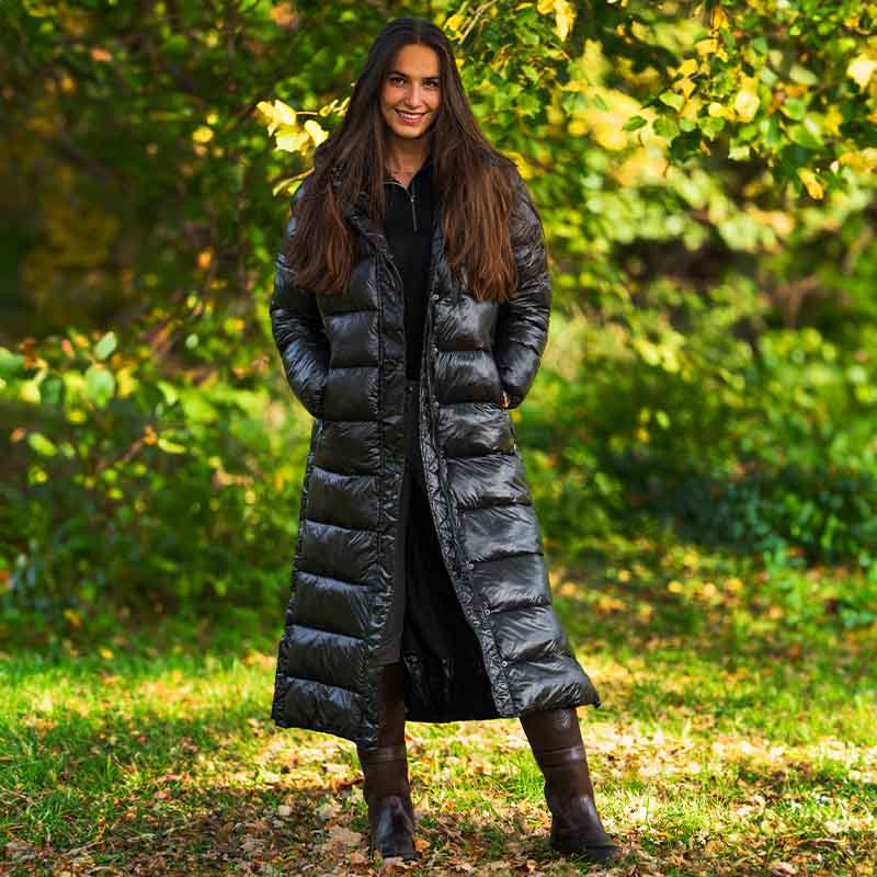 Długi Płaszcz Jeździecki Irma Czarny