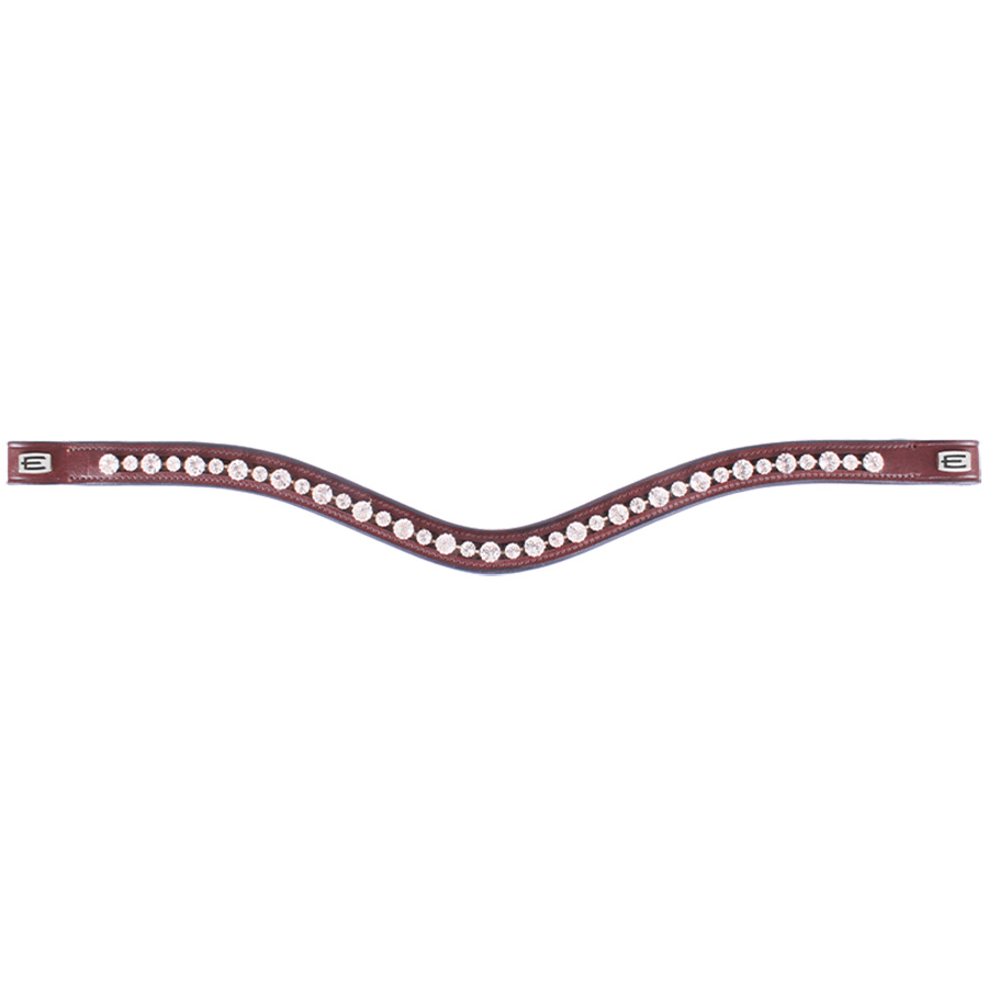 Naczółek E-Logo & Białe Kryształy Brązowy/Srebrny