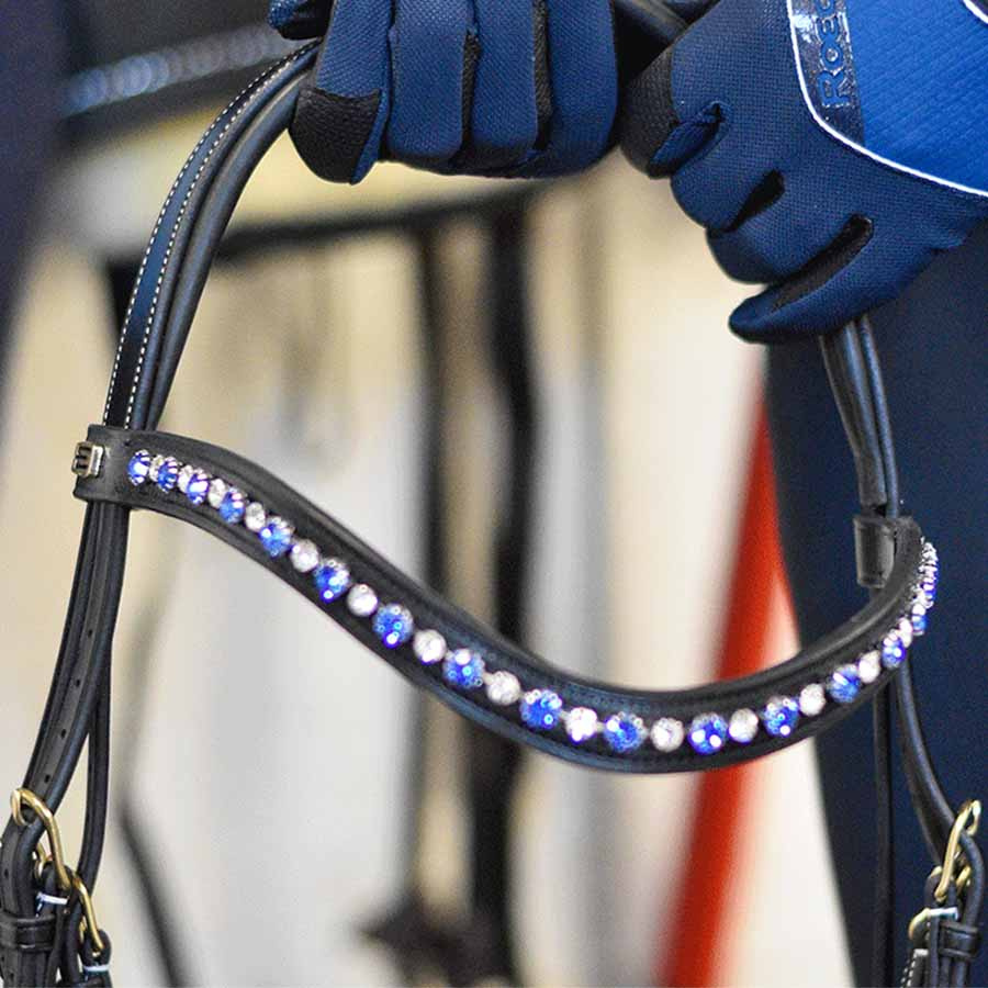 Naczółek E-Logo & Kryształy Niebiesko/Białe Czarny/Srebrny