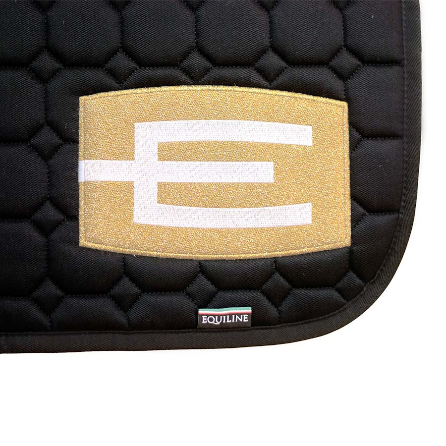 Czaprak E-logo Czarny Złoty/Biały