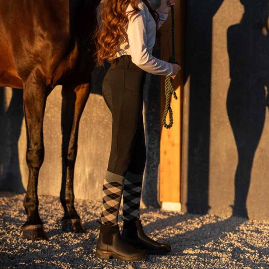 Zimowe legginsy jeździeckie Selena Full Grip Czarne