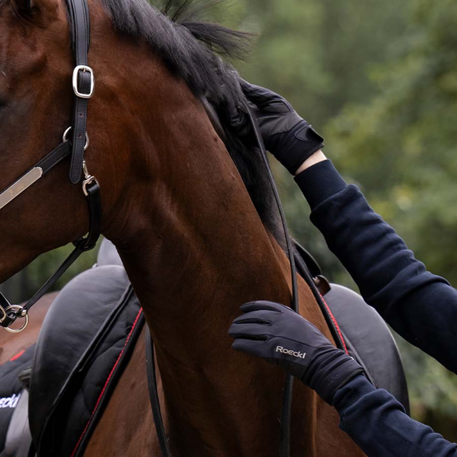 Rękawiczki jeździeckie zimowe Winsford Czarne