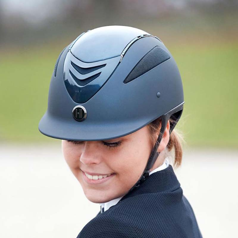Kask jeździeckie Mips Defender Wysoki Połysk Swarovski Granatowy