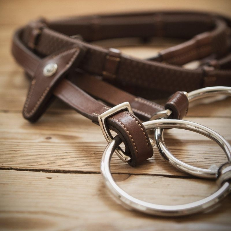 Wodze gumowe ze stoperami Eccelente Buckle Loop Brązowe