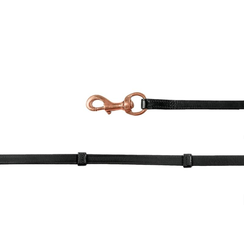 Wodze islandzkie Snap Hook Czarne/Rose Gold