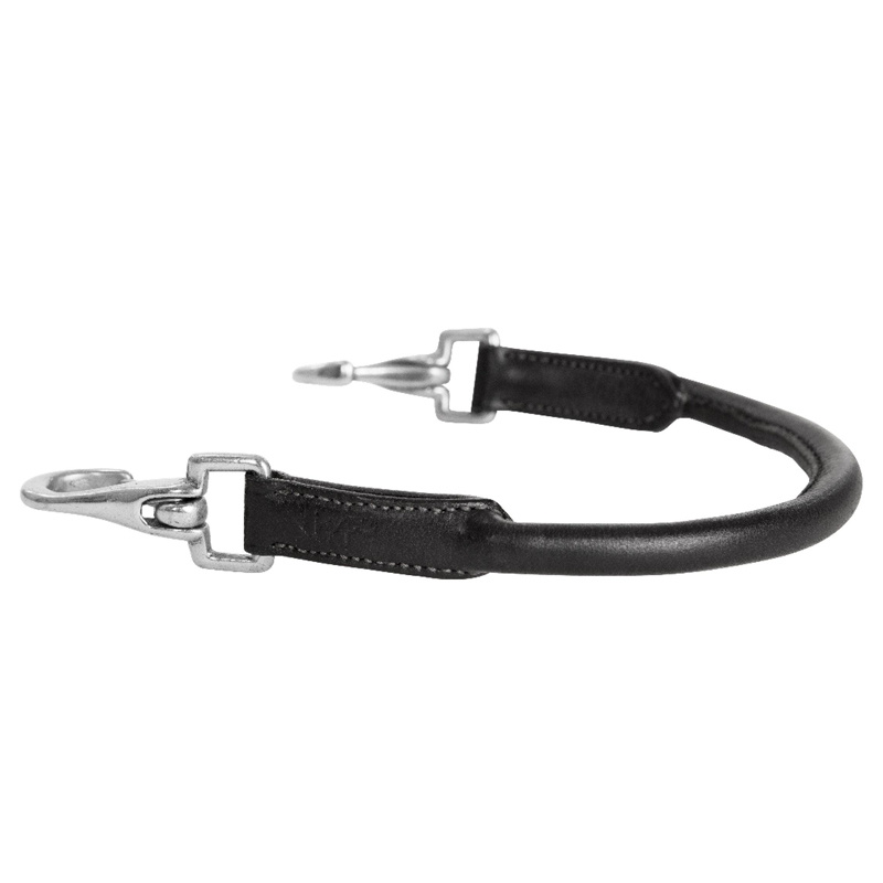 Rączka do siodła Okrągło Szyta Czarna/Srebrne okucia